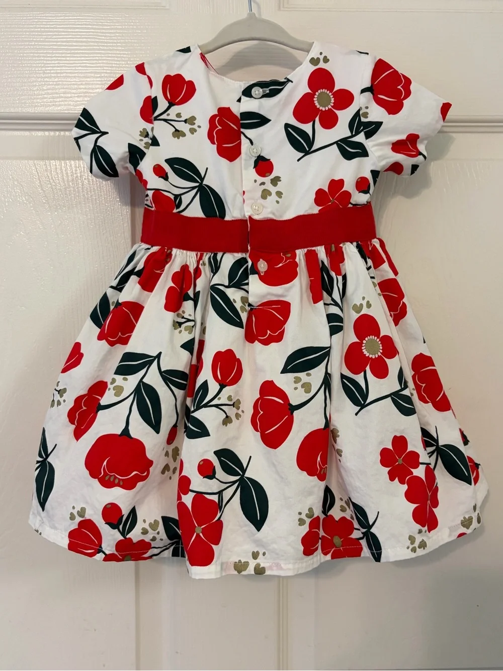 Carter's Baby Girl Floral Dress 12 Months Red White Holiday Party Bow